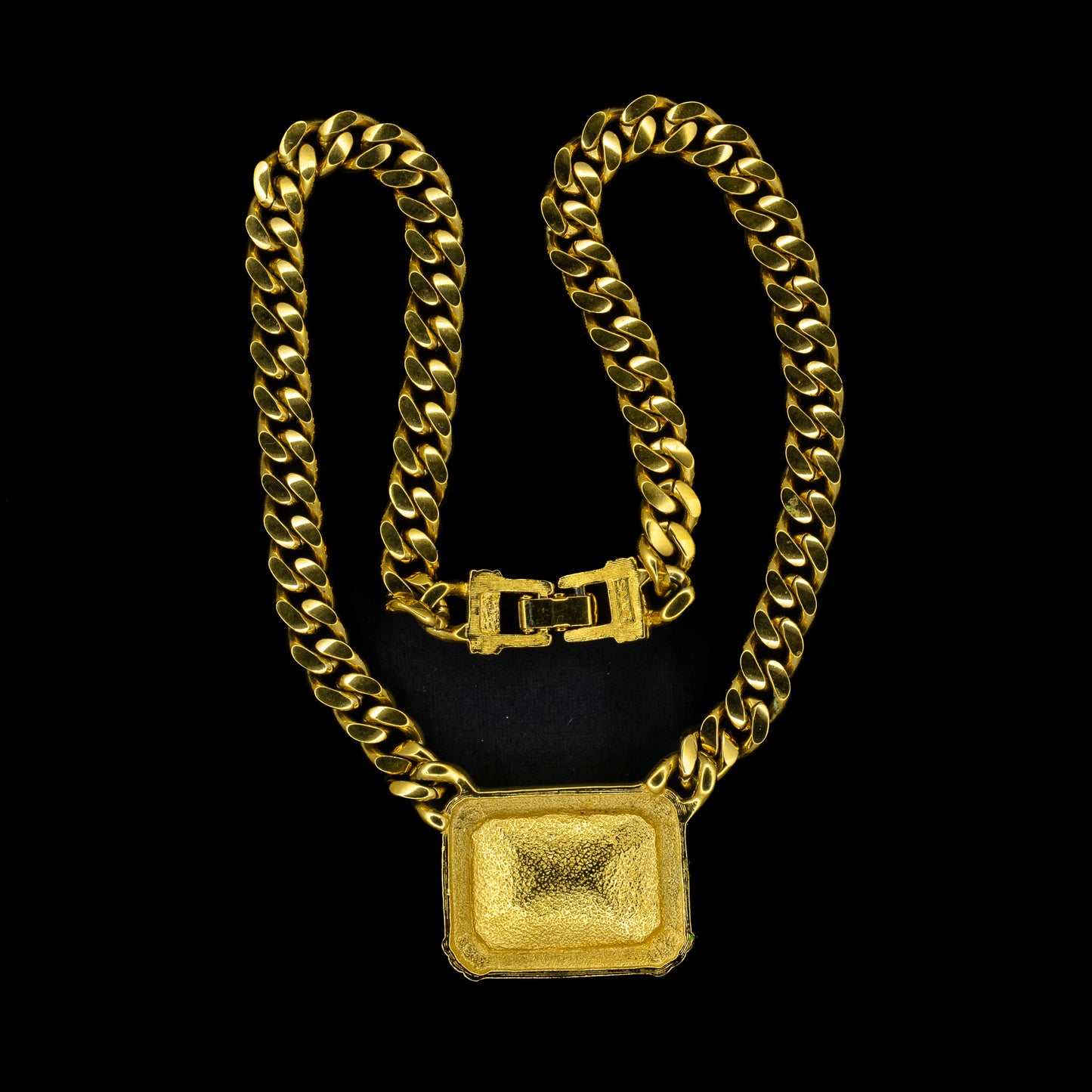 Swarovski Oversized Gold Chain Necklace with Black Crystal Pendant