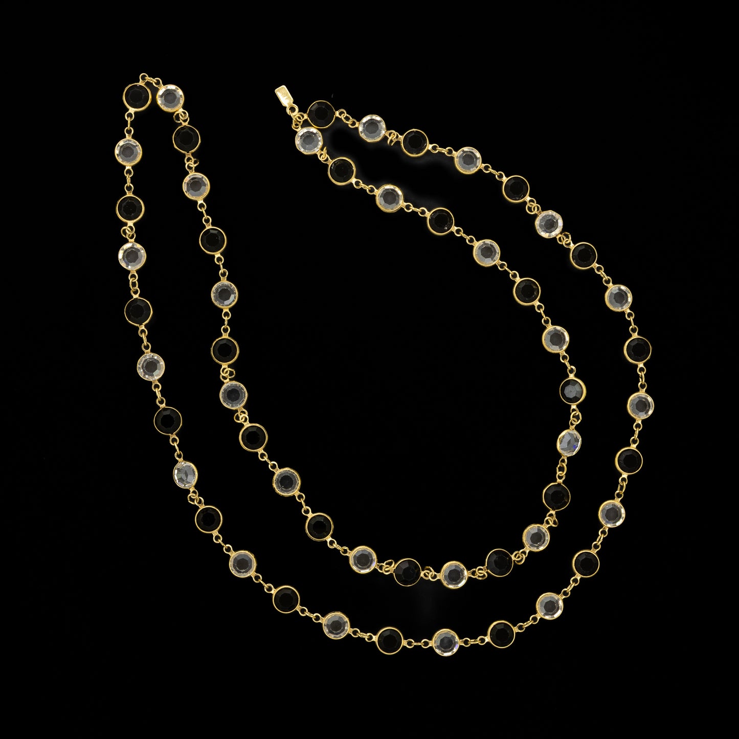 Swarovski Bezel-Set Black and Clear Crystal Necklace