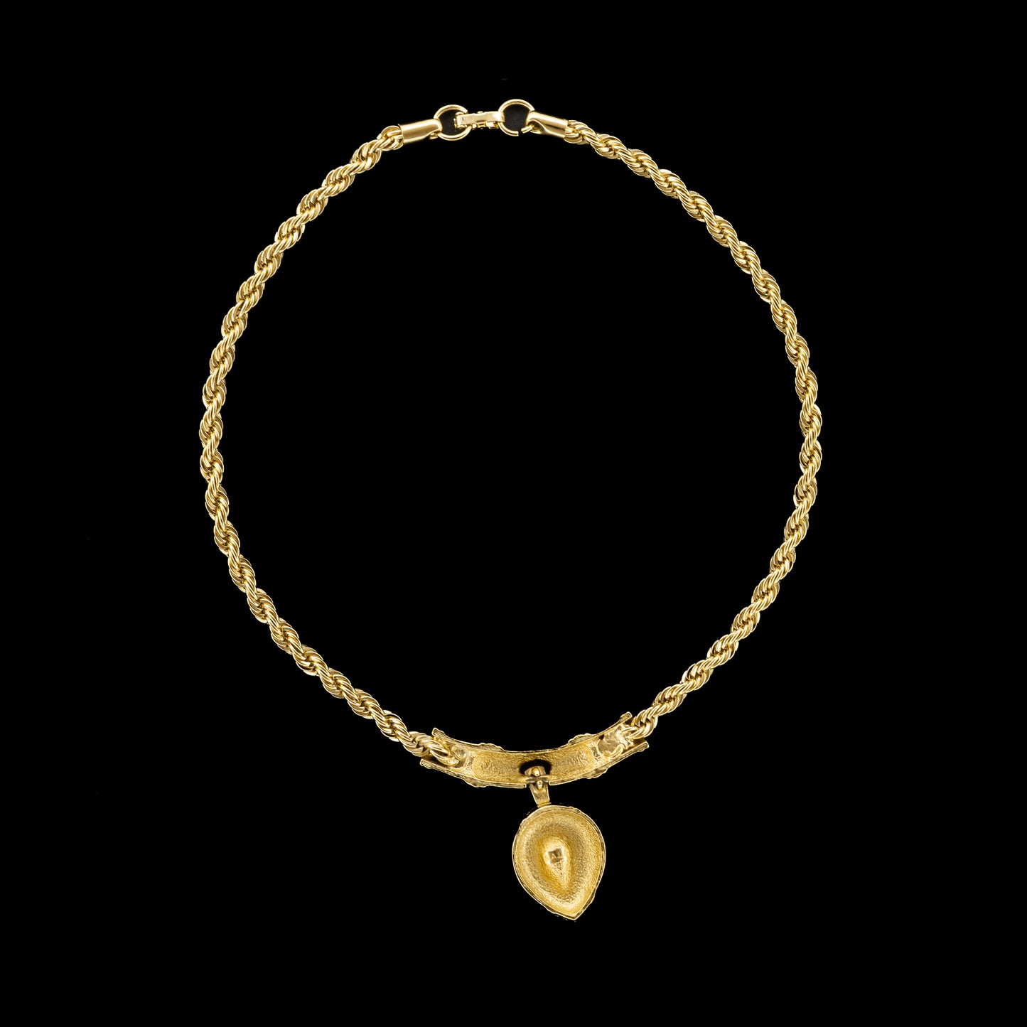 Swarovski Gold Rope Necklace with Teardrop Crystal Pendant