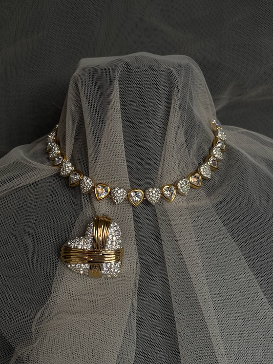 Swarovski Crystal Heart Necklace in Gold Tone