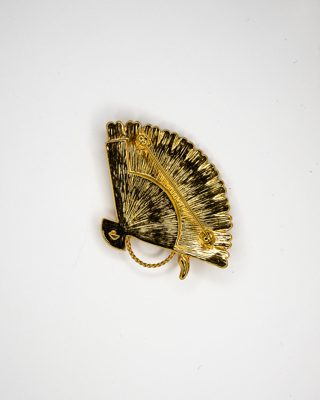 Swarovski Gold-Tone Fan Brooch with Clear Crystals