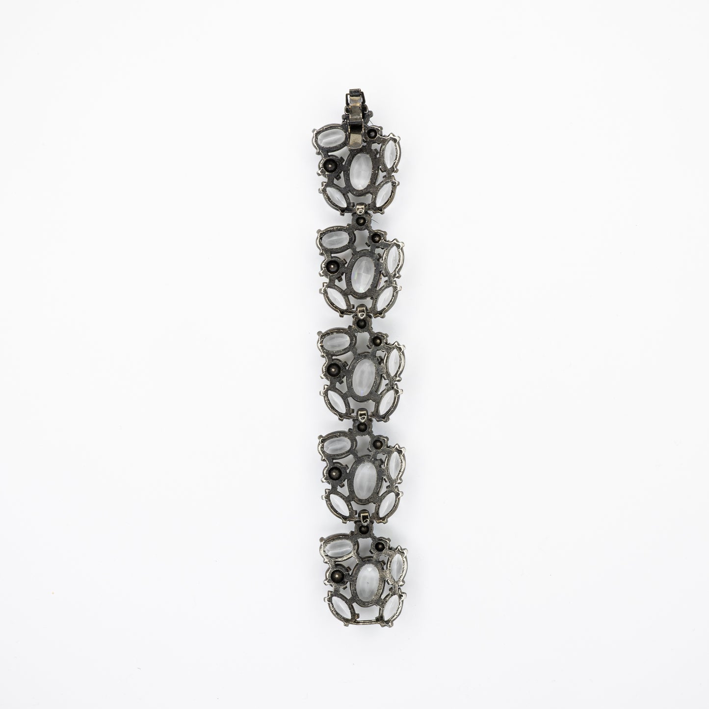 Blackened Metal Crystal Cluster Bracelet with Aurora Borealis Accents – Matching Earrings Available