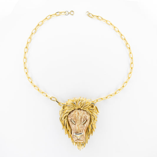 Lion Head Statement Necklace, Attributed to Razza