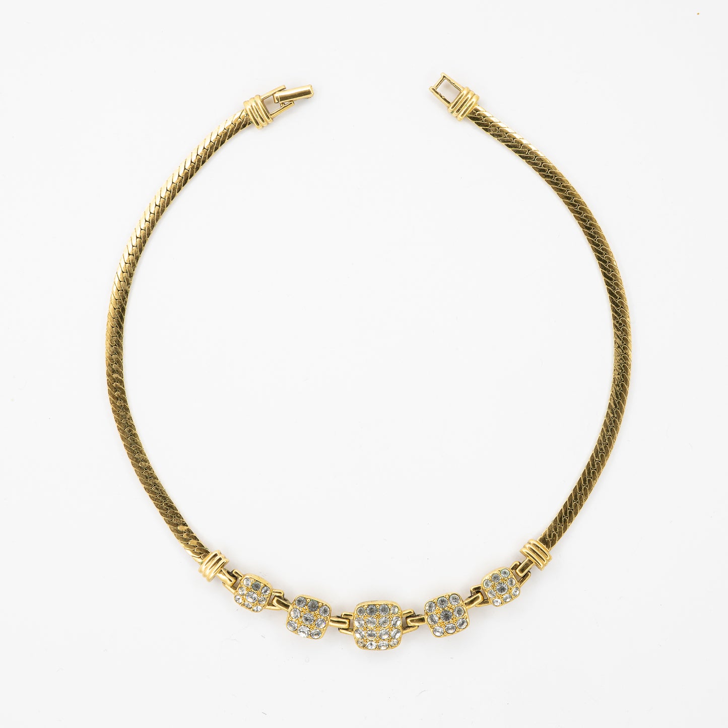 Swarovski Gold-Tone Necklace with Crystal Pavé Square Pendants