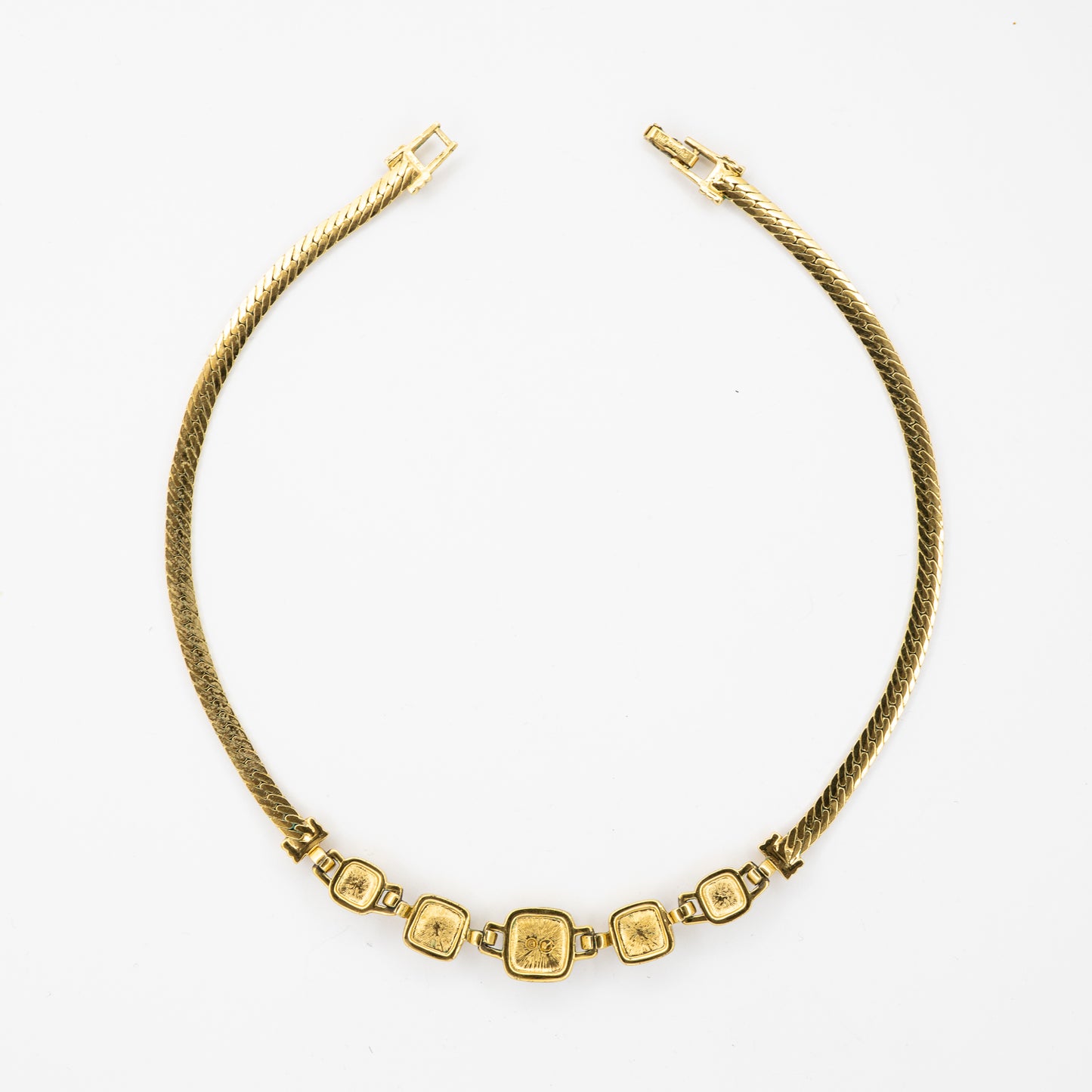 Swarovski Gold-Tone Necklace with Crystal Pavé Square Pendants