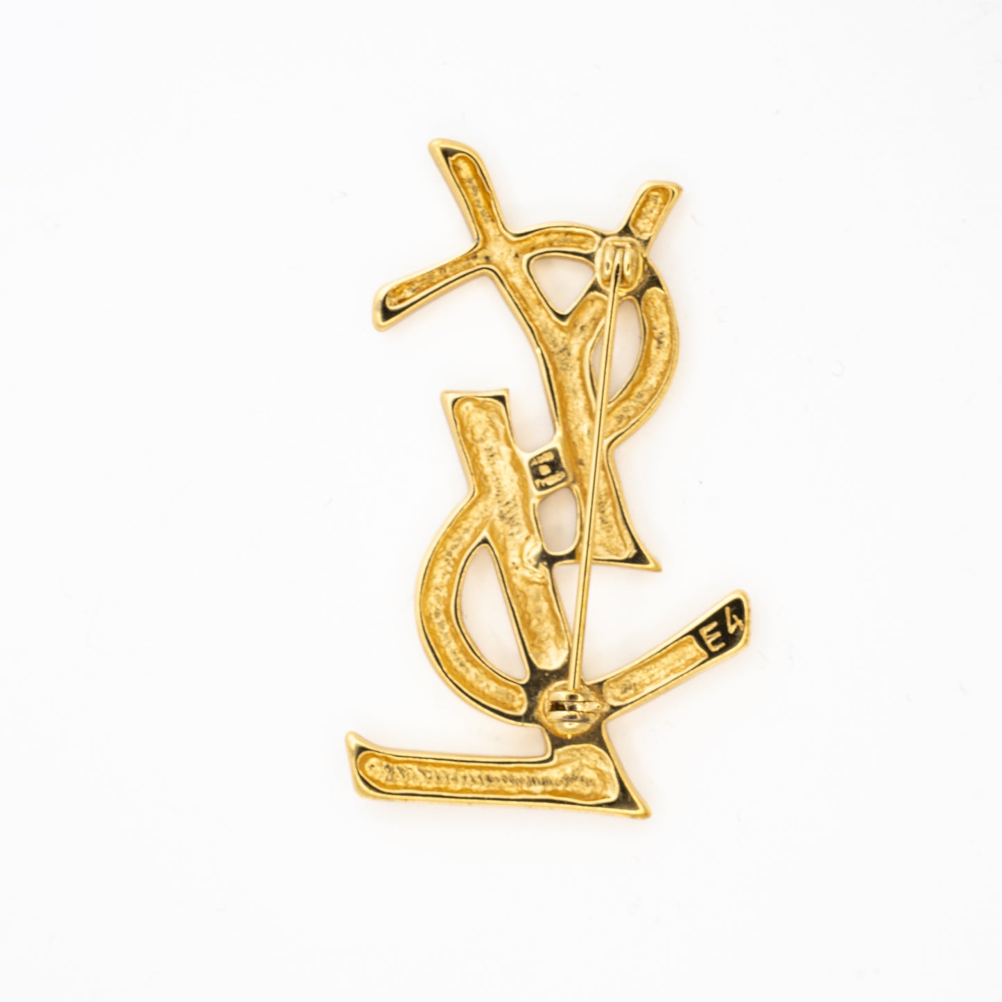 Yves Saint Laurent Gold-Tone Logo Brooch