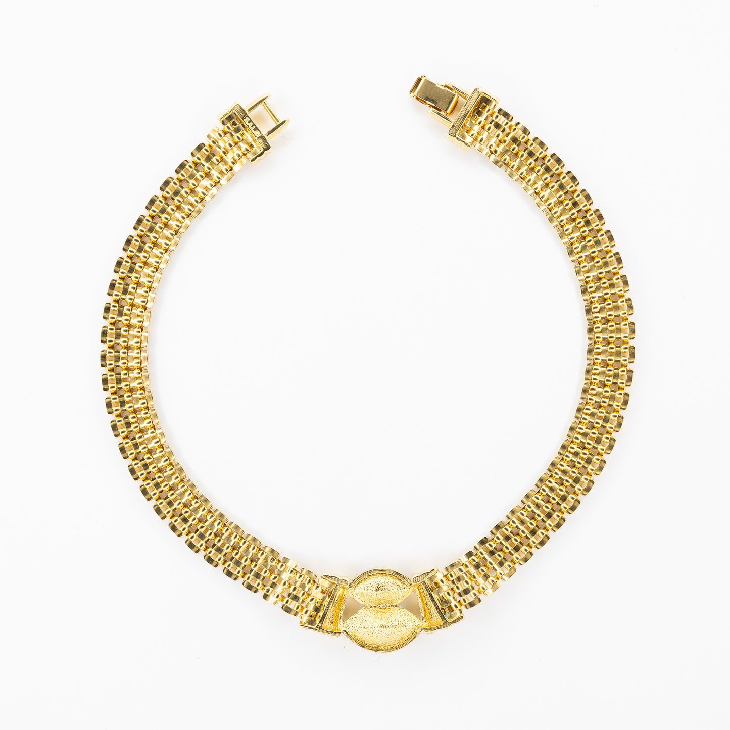 Swarovski Gold-Tone Mesh Necklace with Marquise-Cut Crystal Accents