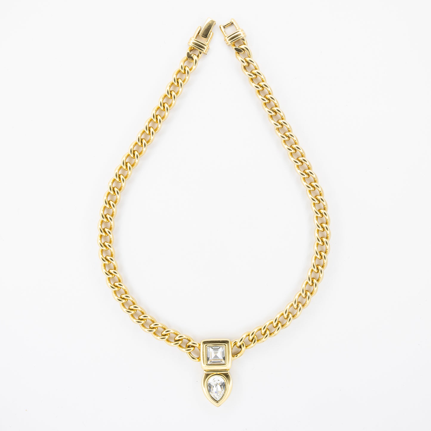 Swarovski Gold-Tone Chain Necklace with Clear Crystal Drop Pendant