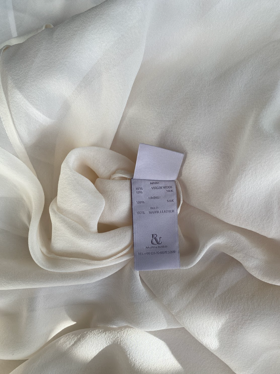 Ralph & Russo “Snow White” Cut-Out Dress label.