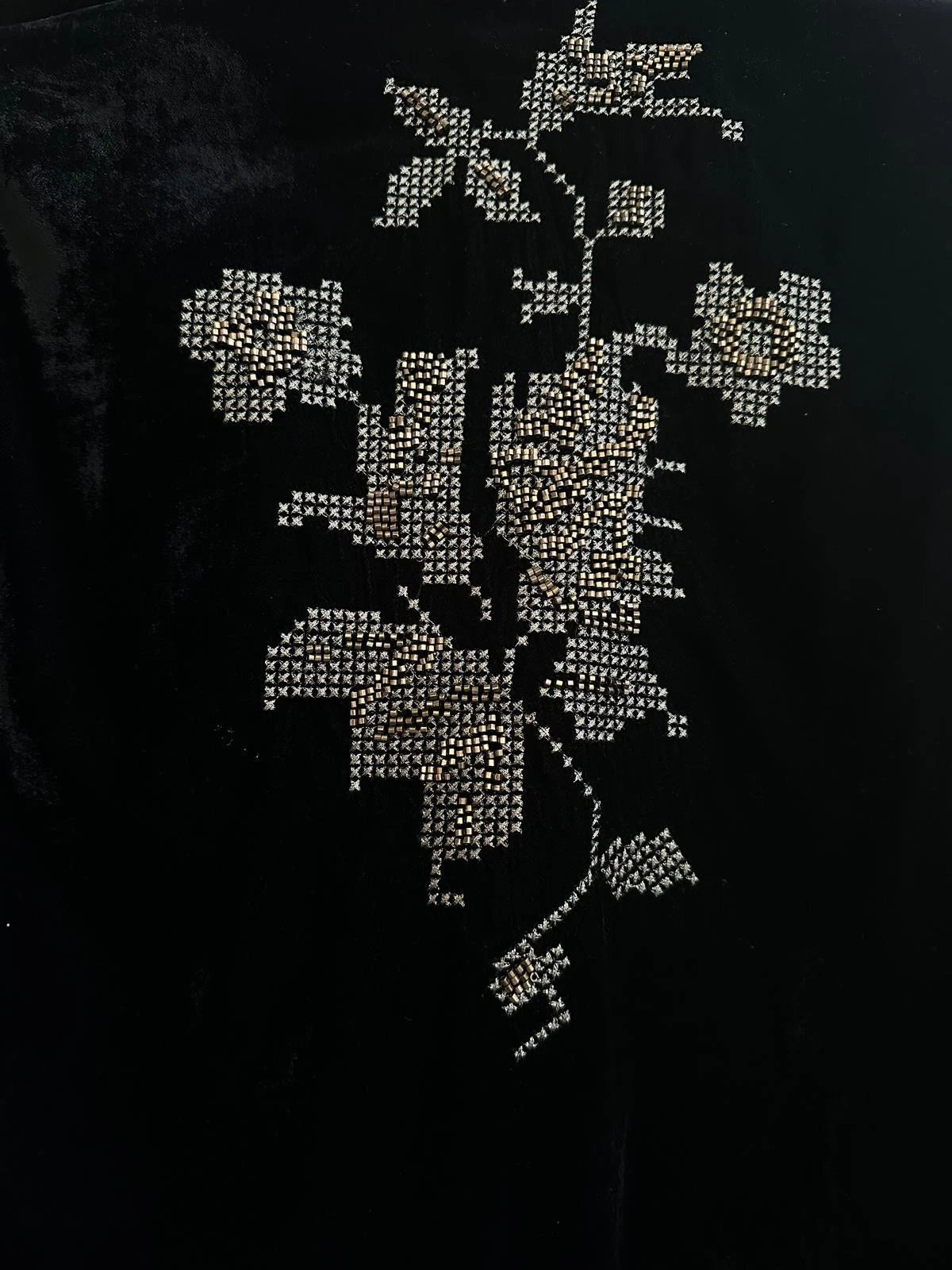 Zara Black Velvet Embroidered Jacket