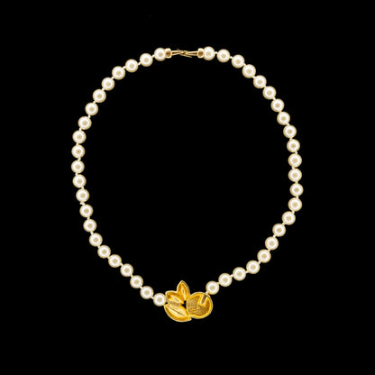 Swarovski Pearl Necklace with Crystal Floral Detail