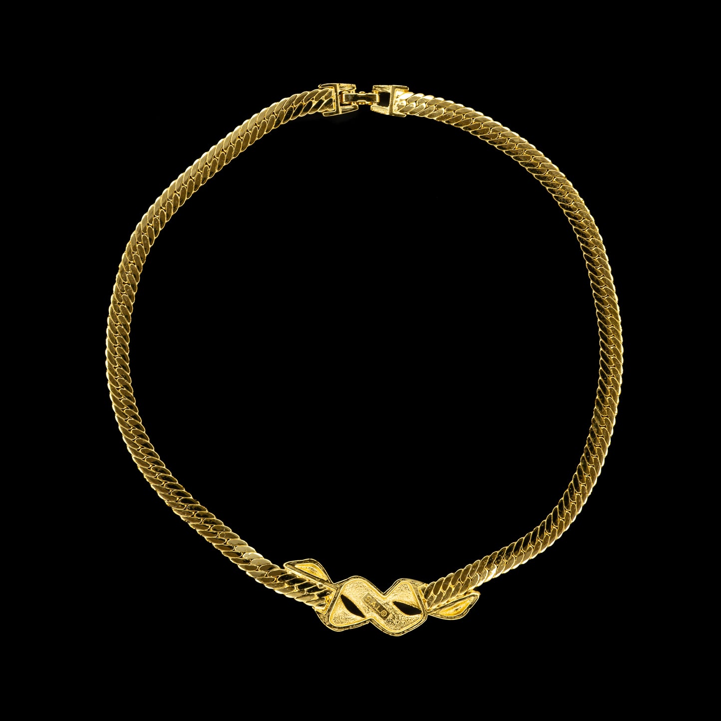 Swarovski Gold Collar Necklace with Blue Crystal Detail