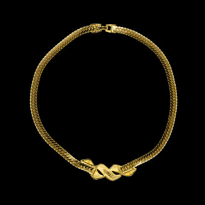 Swarovski Gold Collar Necklace with Blue Crystal Detail