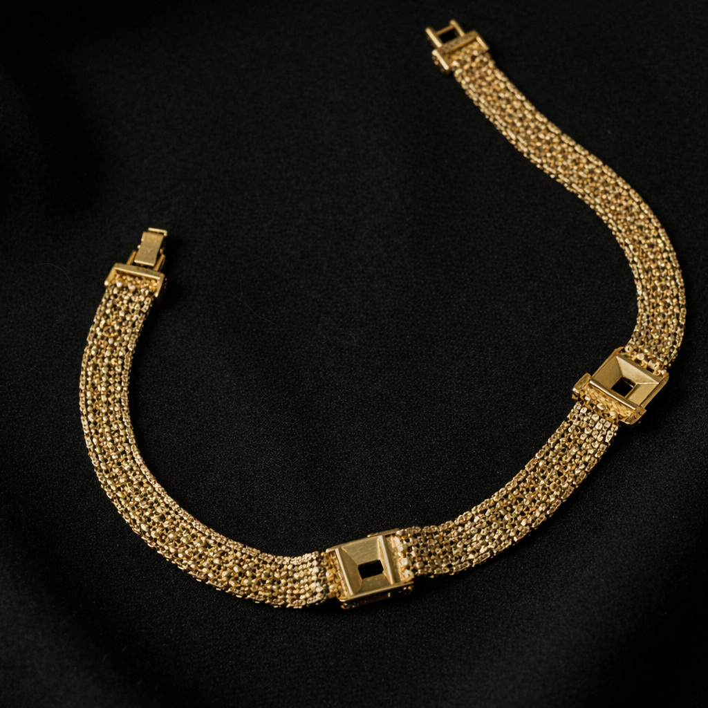 Gold Enamel & Crystal Statement Necklace