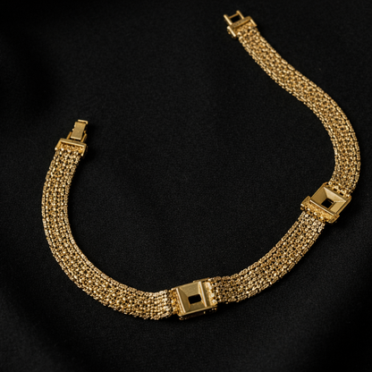 Gold Enamel & Crystal Statement Necklace