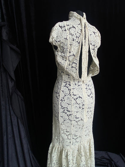 Victoria Beckham Lace Midi Dress in Ivory