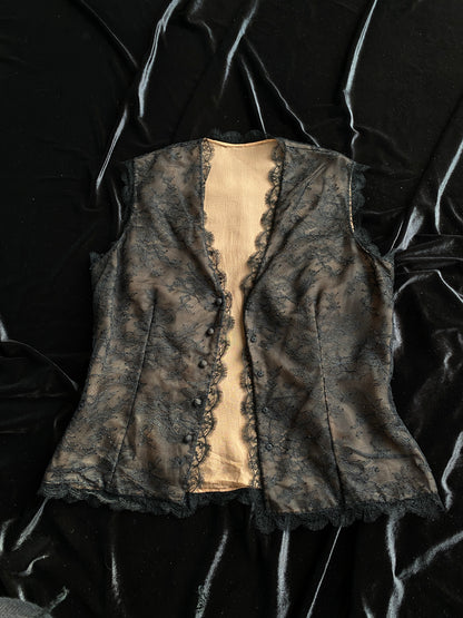 Balmain Lace & Silk Panel Vest