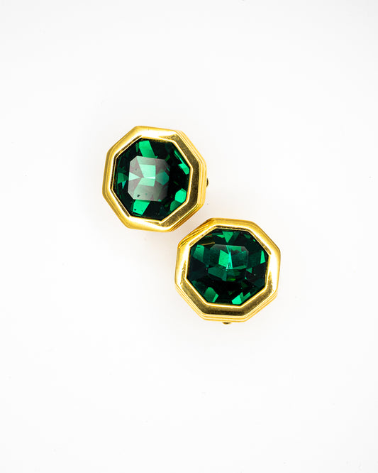 Swarovski Emerald Green Octagonal Clip-On Earrings