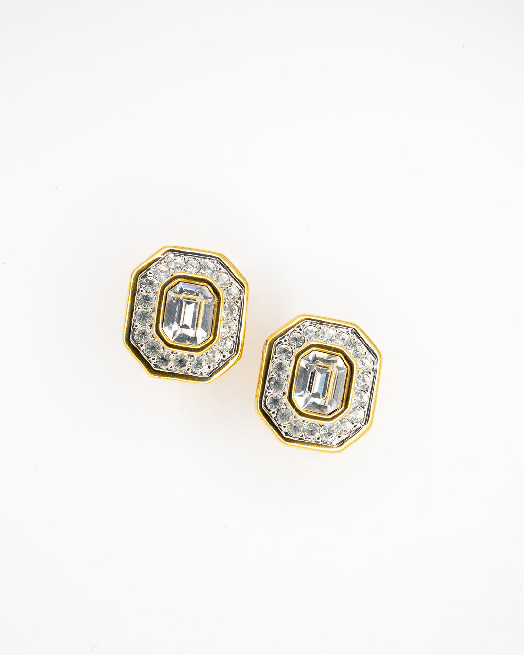 Swarovski Octagonal Clear Crystal Clip-On Earrings