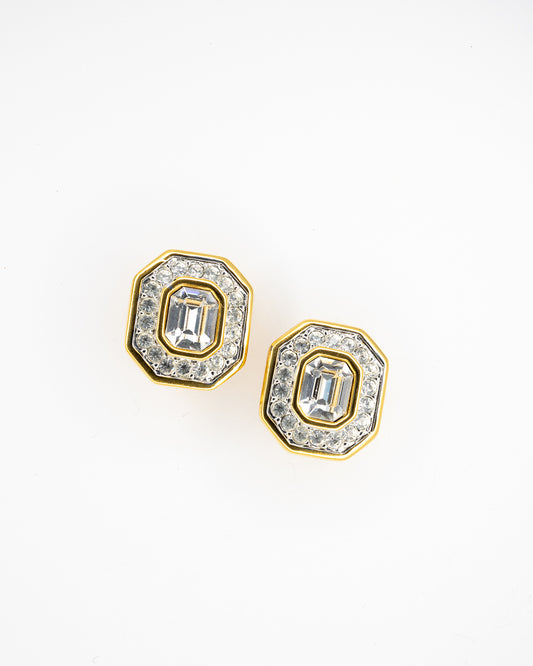 Swarovski Octagonal Clear Crystal Clip-On Earrings