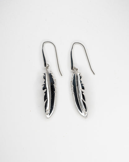 Swarovski Silver-Tone Crystal Feather Drop Earrings