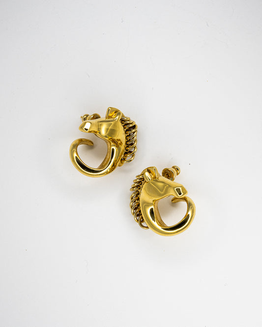 Chloé Gold-Tone Horse Head Earrings with Articulated Detail