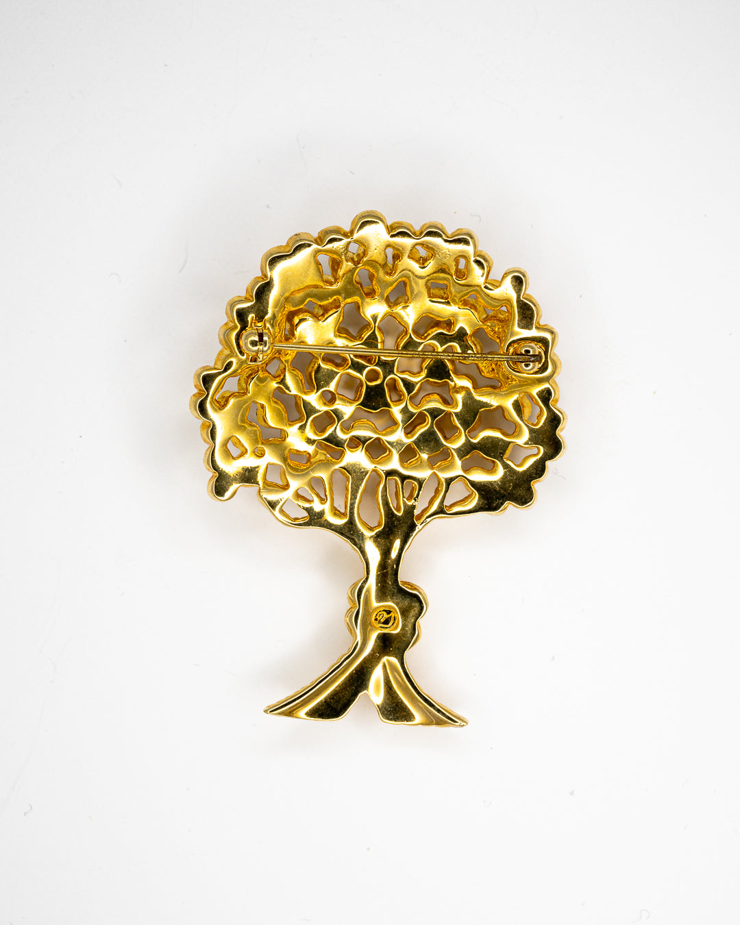 Swarovski Gold-Tone Tree of Life Brooch with Red and Green Crystals