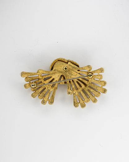 Trifari Gold-Tone Knot Brooch with Faux Pearls
