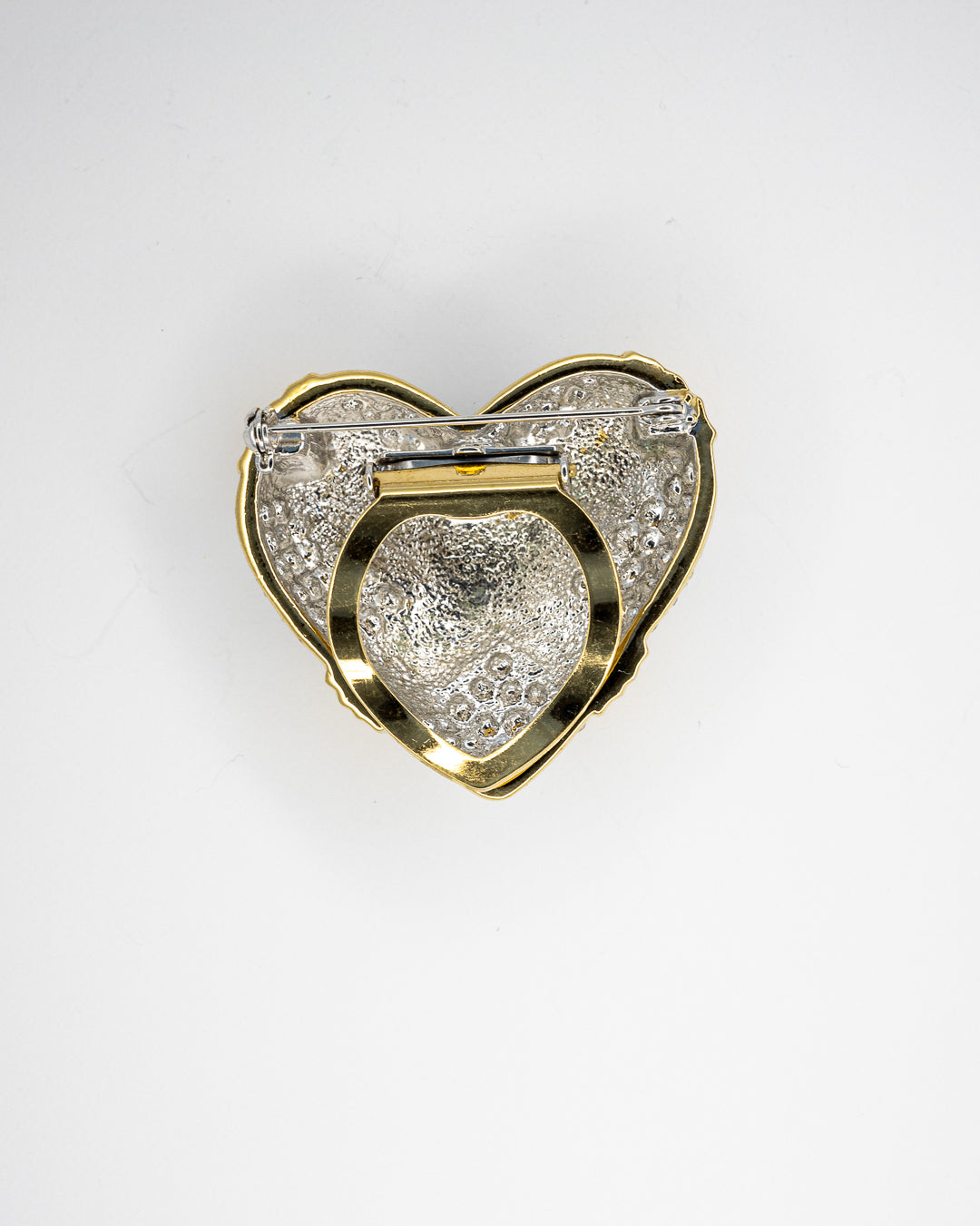 Heart Brooch & Scarf Ring in Gold & Crystal Pavé - Convertible Design