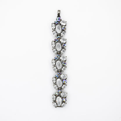 Blackened Metal Crystal Cluster Bracelet with Aurora Borealis Accents – Matching Earrings Available