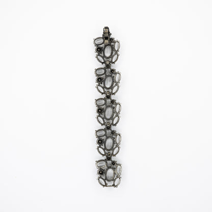 Blackened Metal Crystal Cluster Bracelet with Aurora Borealis Accents – Matching Earrings Available