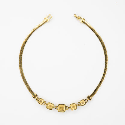 Swarovski Gold-Tone Necklace with Crystal Pavé Square Pendants