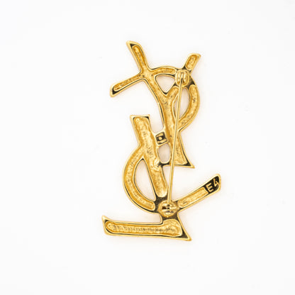 Yves Saint Laurent Gold-Tone Logo Brooch