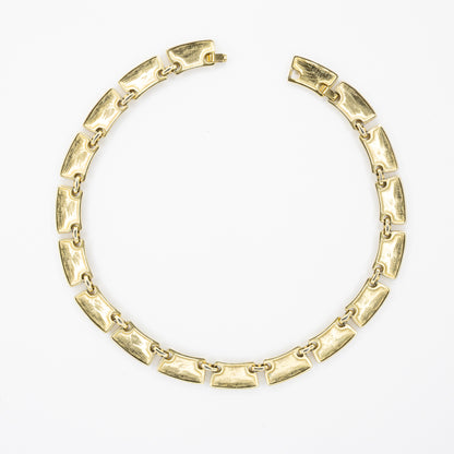 Vintage Black & Red Enamel Link Necklace in Gold Tone