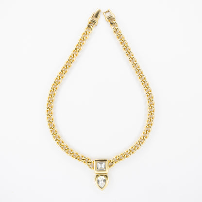 Swarovski Gold-Tone Chain Necklace with Clear Crystal Drop Pendant