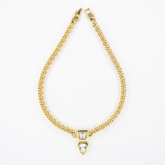 Swarovski Gold-Tone Chain Necklace with Clear Crystal Drop Pendant
