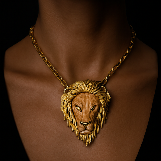Lion Head Statement Necklace, Attributed to Razza
