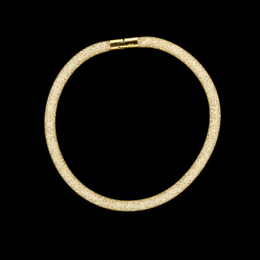Swarovski Stardust Beige/Gold Double Bracelet/Necklace bracelet on a black background.