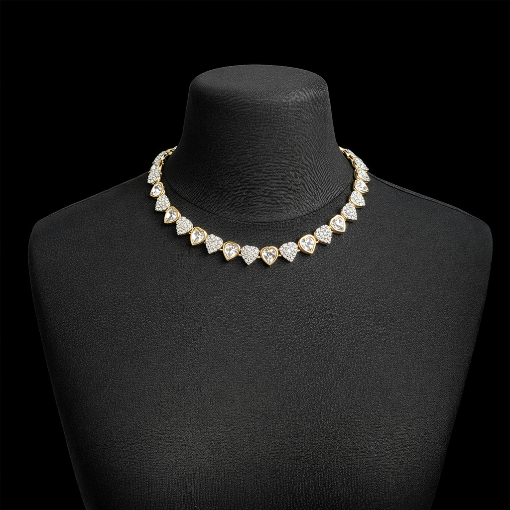 Swarovski Crystal Heart Necklace in Gold Tone