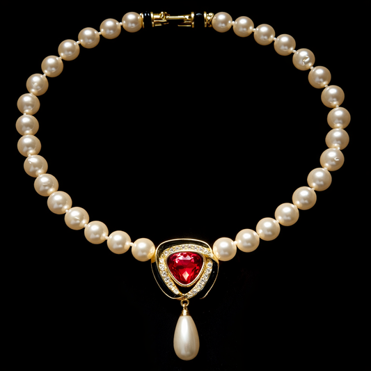 Swarovski Red crystal necklace on a black background