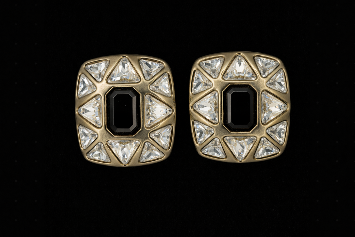 Swarovski Black Crystal & Geometric Clear Crystal Earrings
