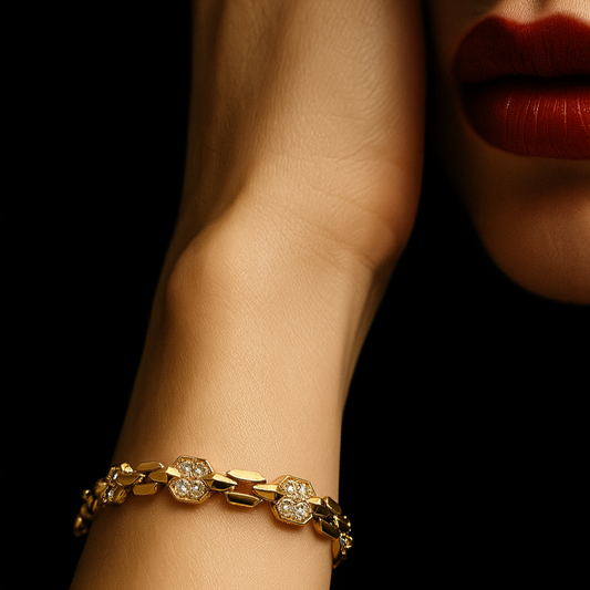 Swarovski Gold-Tone Link Bracelet with Clear Crystal Accents