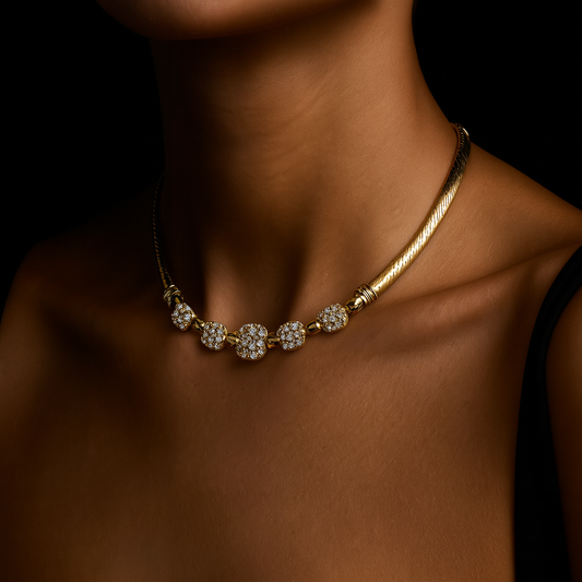 Swarovski Gold-Tone Necklace with Crystal Pavé Square Pendants