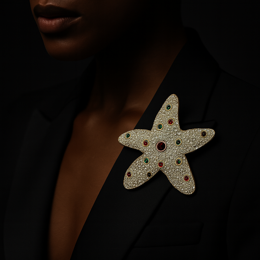 Swarovski Multicoloured Crystal Starfish Brooch