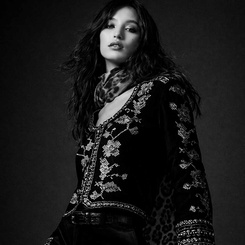 Zara Black Velvet Embroidered Jacket