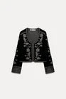 Zara Black Velvet Embroidered Jacket