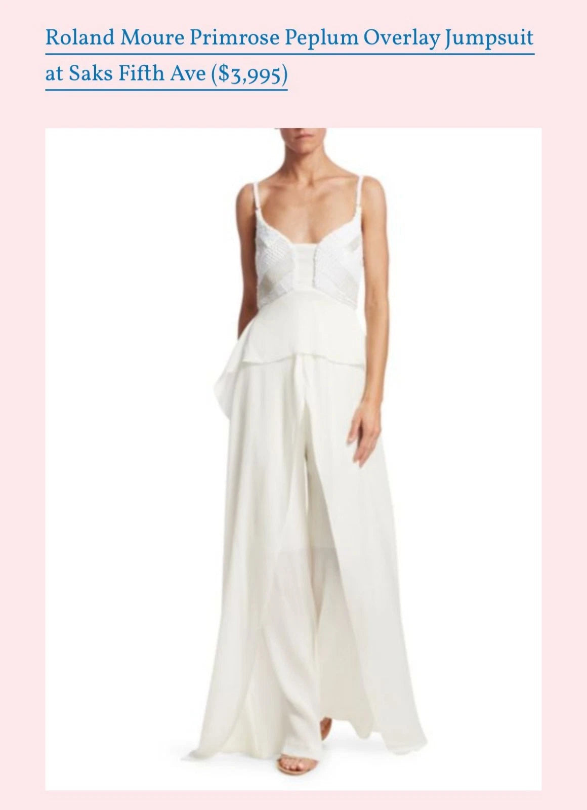 Roland Mouret Primrose White Peplum Overlay Jumpsuit